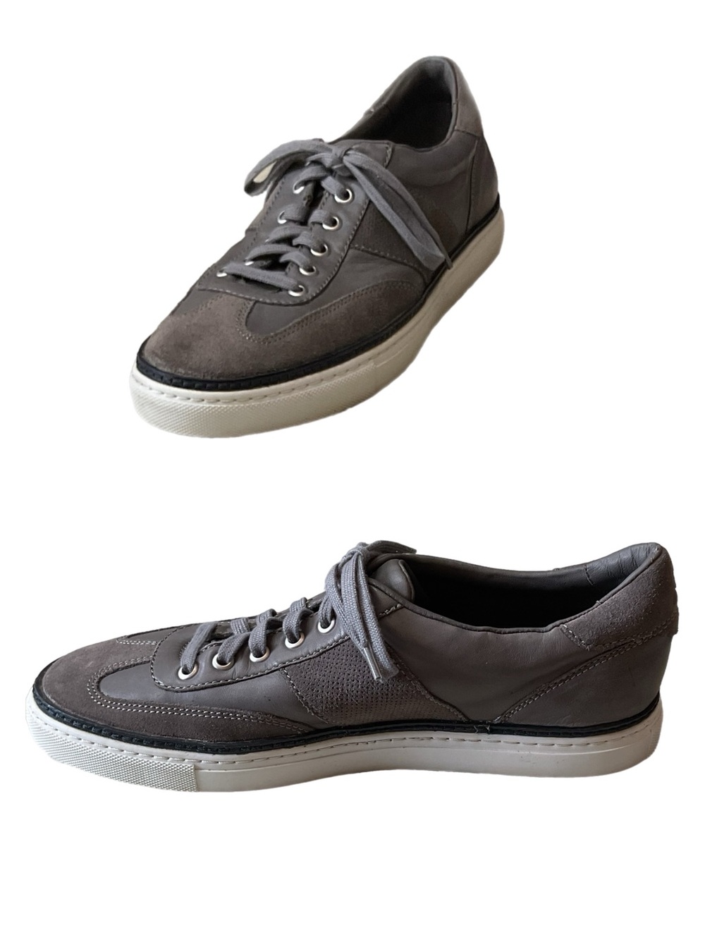 Johnston & Murphy Collection Casey U-Throat Sneakers Men's 10 Grey Leather/Suede